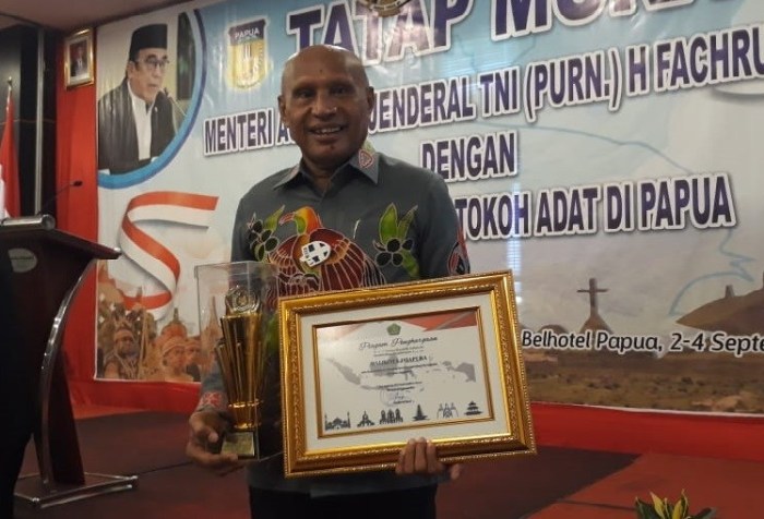 The Mayor of Jayapura Benhur Tomi Mano received the Religious harmony in Papua